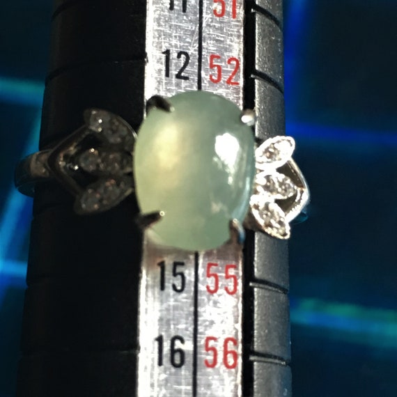 Sz7  Fei Cui Lite Oval Natural Jadeite Jade Ring … - image 1