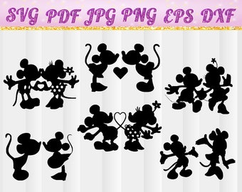 Mickey mouse kiss svg,Mickey Mouse, Minnie Mouse, Disney, svg,jpg,pdf,png,dxf,eps,Mickey mouse kiss, love, Disneyland, Silhouette, Cricut