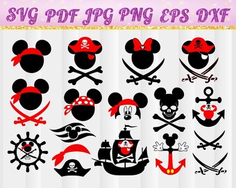 Mickey mouse pirate svg, Mickey pirate vector, Mickey bundle, Mickey pirate digital clipart, files svg, jpg, pdf, png, dxf, eps,disney cruis