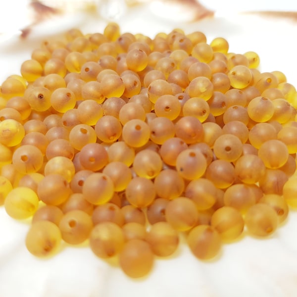 Baltic Amber Beads / Round Amber Beads / Honey Amber Beads / With Drilled Hole / Amber Beads for Jewelry / Unpolished Amber Beads 5 mm