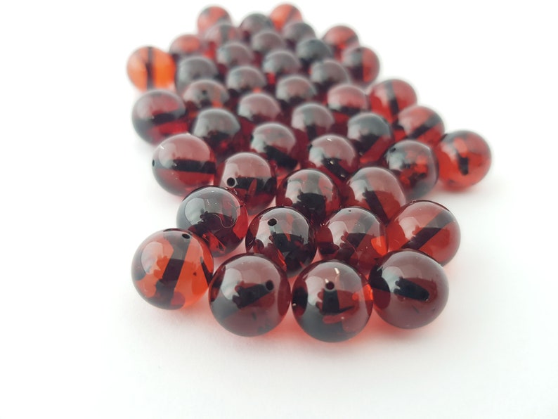 Baltic Amber Beads / Round Amber Beads / Cherry Amber Beads / Etsy