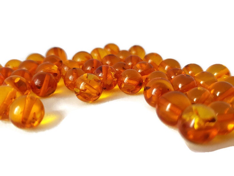 Baltic Amber Beads / Round Amber Beads / Honey Color / With Etsy Norway