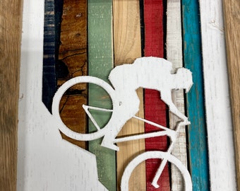 Mountain Bike Art.  Male mountain biker bombing a hill.  Last day for Christmas orders 11/31/24