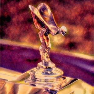 1957 Rolls Royce Silver Cloud Series 1 Flying Lady Rolls Royce emblem Silver Cloud Emblem, Rolls Royce fine art print, Vintage hood ornament