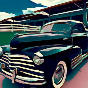 1947 Chevrolet Fleetine, Classic Automobile, Vintage Auto fine art print, Vintage Chevy, Art Deco Automobile, Art Deco Fine Art print
