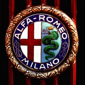 1932 Alfa Romeo emblem photo, Vintage Alfa Romeo 6C1750 Grand Sport shield fine art print, Vintage Alfa Romeo, Alfa emblem fine art photo,