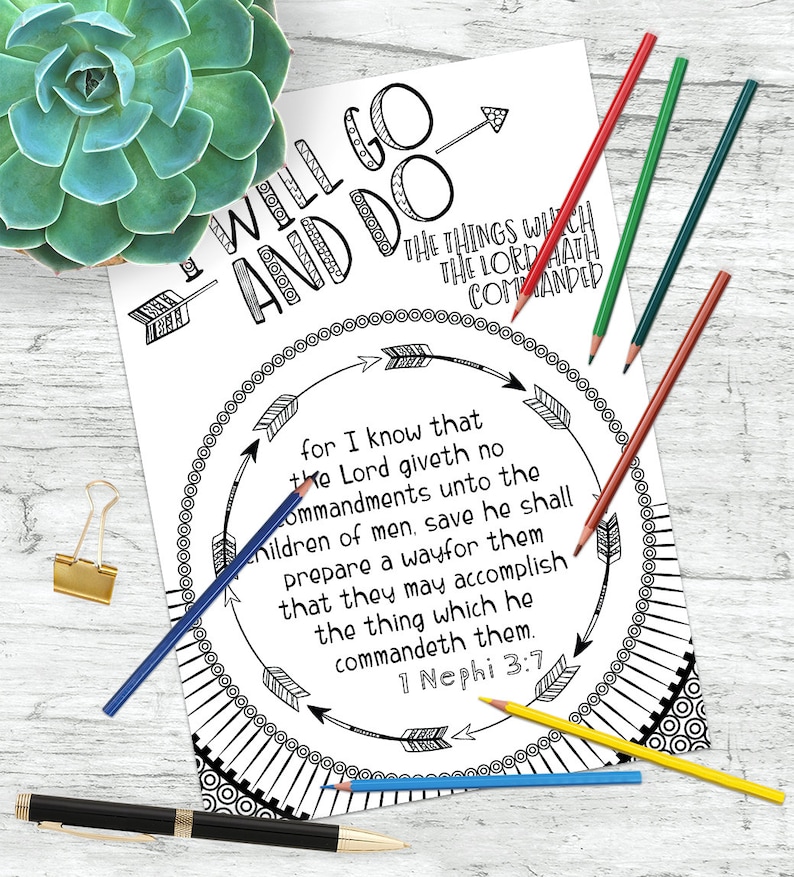 LDS Coloring Page Book of Mormon Obedience 1 Nephi 3:7 | Etsy