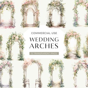 Arco de casamento clipart, DOWNLOAD DIGITAL, Arco floral clipart, Clipart Boho aquarela, Conjunto de gráficos de pacote de clip art, Imagens PNG de uso comercial