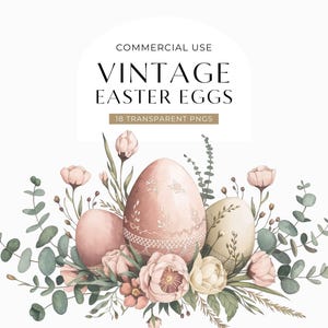 Vintage Easter Egg Clipart, Baroque Rococo Clip Art, Watercolor Antique Boho Florals, Spring Junk Journal Scrapbooking DIGITAL DOWNLOAD PNG
