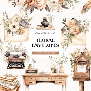 Watercolor Boho Clipart Bundle, DIGITAL DOWNLOAD, Moon Flower Clipart, Floral Butterflies Clip Art, Coffee Illustrations Commercial Use PNG image 5