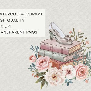 Storybook Clipart, Story Book Clip Art, Cute Watercolor Book Lover, Nursery Fairytale PNG, Books for Baby Shower, Reading DIGITAL DOWNLOAD image 5