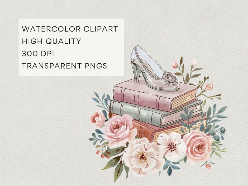 Storybook Clipart, Story Book Clip Art, Cute Watercolor Book Lover, Nursery Fairytale PNG, Books for Baby Shower, Reading DIGITAL DOWNLOAD image 5