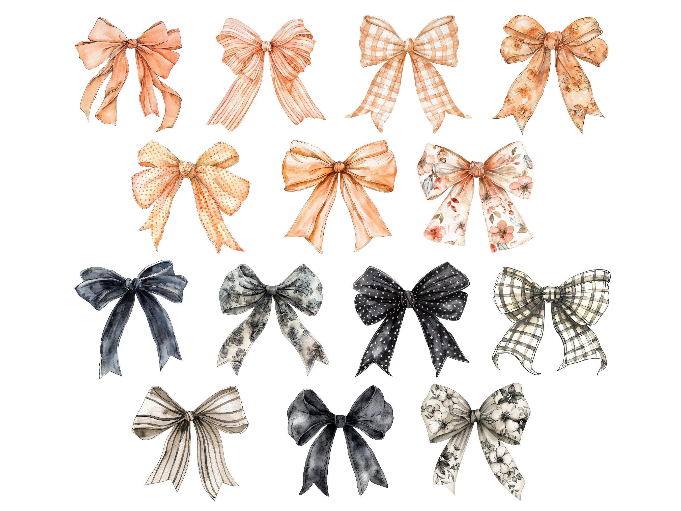 Halloween Coquette Bow Clipart, DIGITAL DOWNLOAD, Pastel Watercolor ...