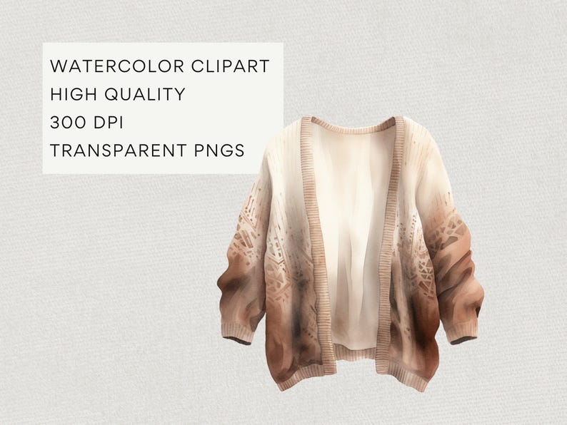 Fall Clothes Clipart Bundle, DIGITAL DOWNLOAD, Watercolor Autumn Sweater Clip Art Pack, Fashion Boho Outfit Graphics Set, Commercial Use PNG image 3