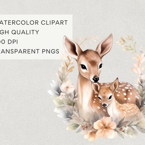 Baby Animal and Mom Clipart, DIGITAL DOWNLOAD, Woodland Mama Clip Art ...