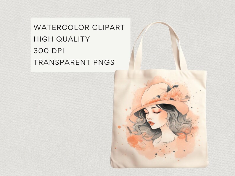 Spring Clothes Clipart Peach, DIGITAL DOWNLOAD, Watercolor Women Fashion Accessories, Planner Girl Outfit, Dress Handbag, Commercial Use PNG image 3