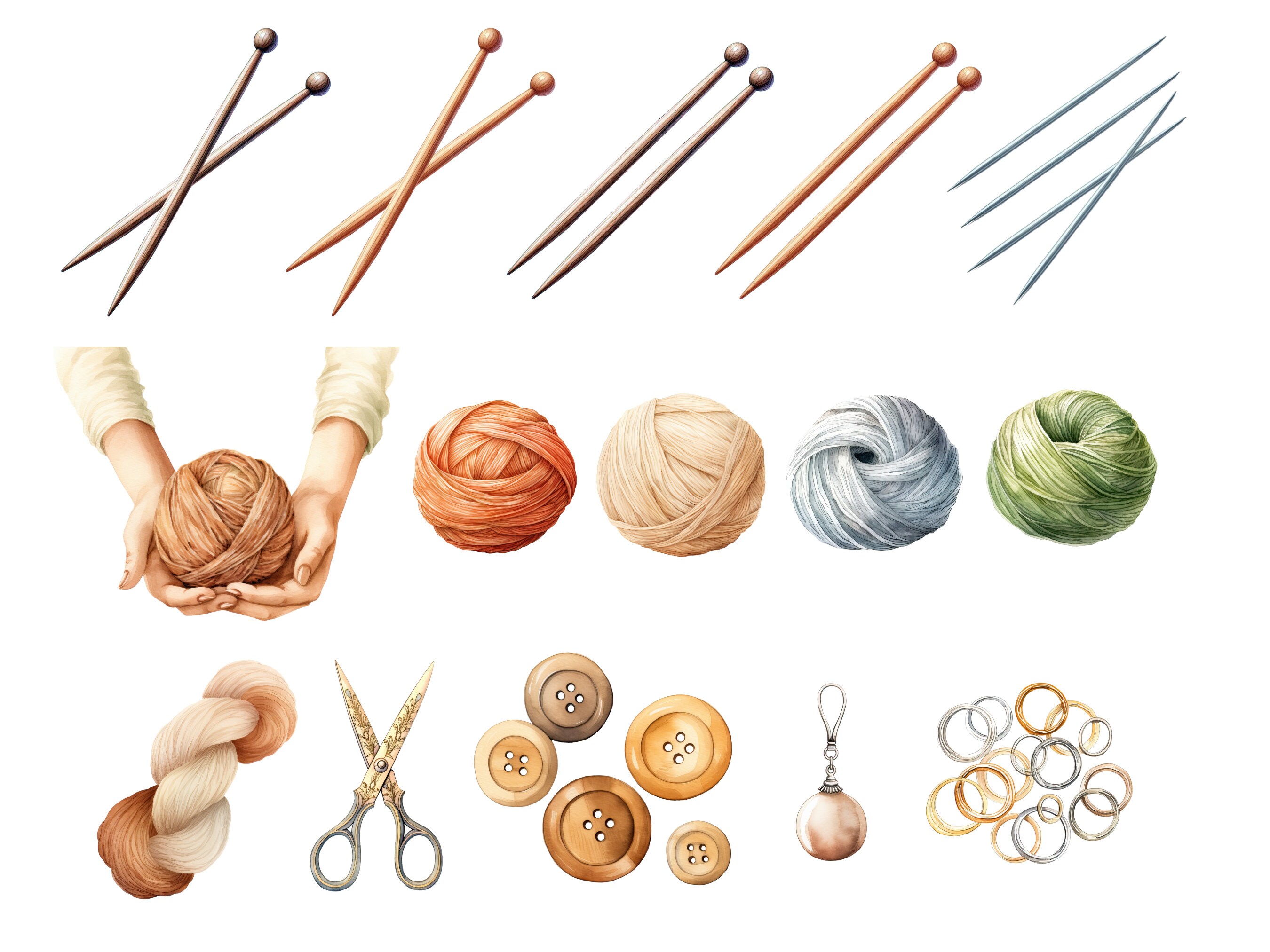 Knitting Clipart, DIGITAL DOWNLOAD, Knitting Needle Clipart, Knit