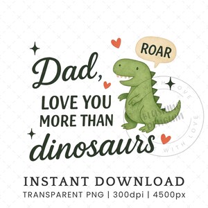 Kinder Vatertag Clipart PNG, niedlichen Dinosaurier Liebe Sie Papa Karte Clip Art, Papa Geschenk Sublimation Design, Aquarell kommerzielle Nutzung DIGITAL