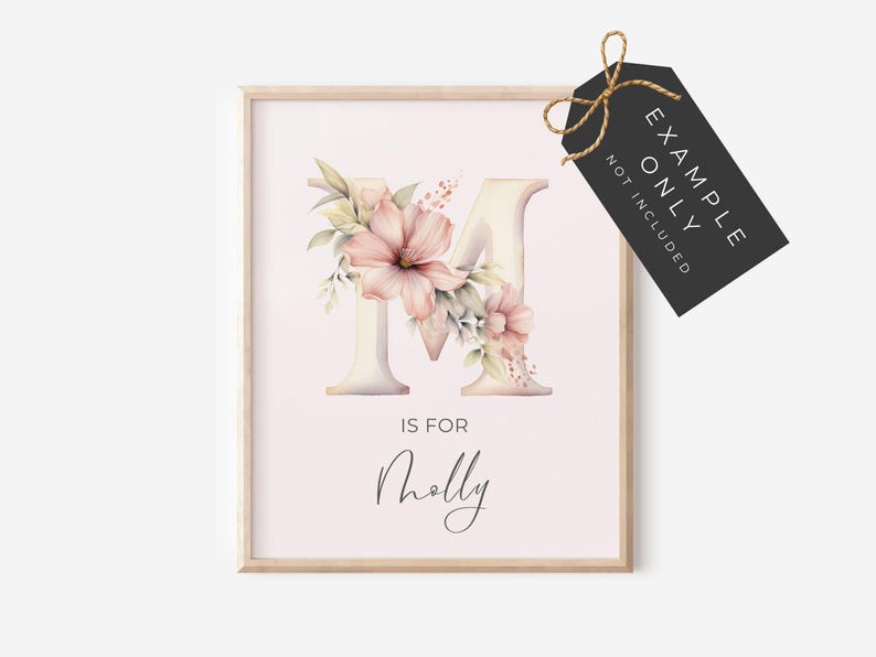 Clipart Floral Letters, DIGITAL DOWNLOAD, Flower Alphabet Clipart, Watercolor Monogram Font, Baby Nursery Wall Art, Free Commercial Use PNG image 4