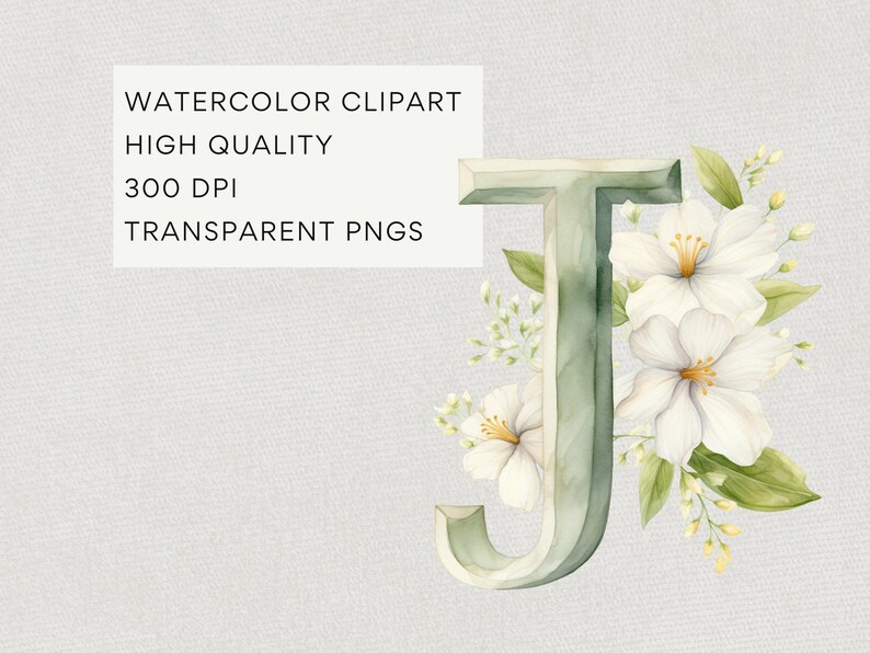 Clipart Floral Letters, DIGITAL DOWNLOAD, Flower Alphabet Clipart, Watercolor Monogram Font, Baby Nursery Wall Art, Free Commercial Use PNG image 5