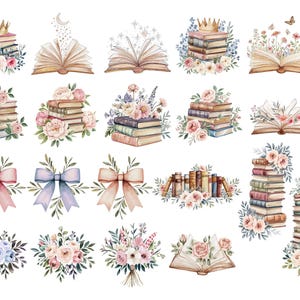 Storybook Clipart, Story Book Clip Art, Cute Watercolor Book Lover, Nursery Fairytale PNG, Books for Baby Shower, Reading DIGITAL DOWNLOAD image 3