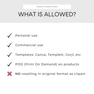 a white sheet with a red check mark on it that says what is allowed?