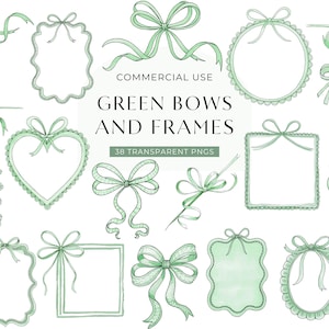 Grün Aquarell Schleife Clipart, Kokette Band gewellt Rahmen Rahmen Clip Art, Preppy Squiggle Doodle Banner, Frühling Babyparty, DIGITAL PNG