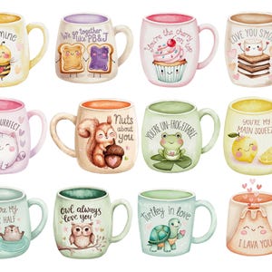 Clipart café mignon Saint-Valentin, tasse à café aquarelle Saint-Valentin, clipart amateur de café, tasse à café usage Commercial PNG, téléchargement numérique