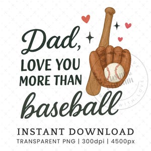 Baseball Vatertag Clipart PNG, Kinder lieben dich Papa Karte Clip Art, Papa Geschenk Sublimation Design, niedlich Aquarell kommerzielle Nutzung DIGITAL