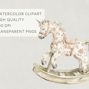 Clipart per cameretta dei bambini in toile neutre, clipart per baby shower in stile cineserie neutro, giocattoli acquerellati beige, fiori francesi vintage in formato PNG DIGITALE immagine 5