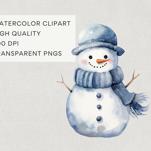 Blue Christmas Snowman Clipart, DIGITAL DOWNLOAD Cute Snowmen Clipart, Xmas Illustration, Winter Baby Boy Shower Graphic, Commercial Use PNG image 4