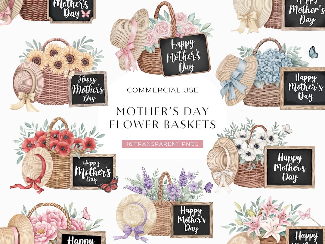 Mothers Day Flower Basket Clipart, Happy Mothers Day Sign Clip Art ...