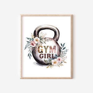 Gym Girl PNG, Fitness Sublimation Design, Kettlebell Clipart, Digital ...