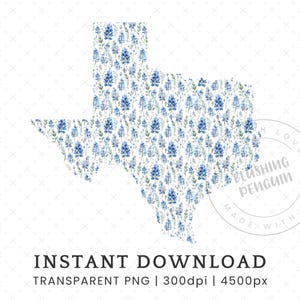 Imágenes prediseñadas de Texas Bluebonnet en acuarela, descarga digital de una sola imagen, imágenes prediseñadas de flores del estado de Texas, flores silvestres azules de Texas, PNG para uso comercial