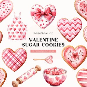 Valentines Cookie Clipart, DIGITAL DOWNLOAD, Aquarell Zuckerkeks, Liebe Herz Cookie, Valentinstag Karte Clipart, freie kommerzielle Nutzung PNG