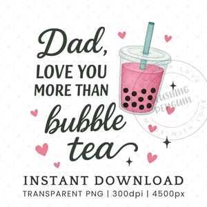 Bubble Tea Vatertag Clipart PNG, Kinder lieben dich Papa Karte Clip Art, Papa Geschenk Sublimation Design, niedlich Aquarell kommerzielle Nutzung DIGITAL
