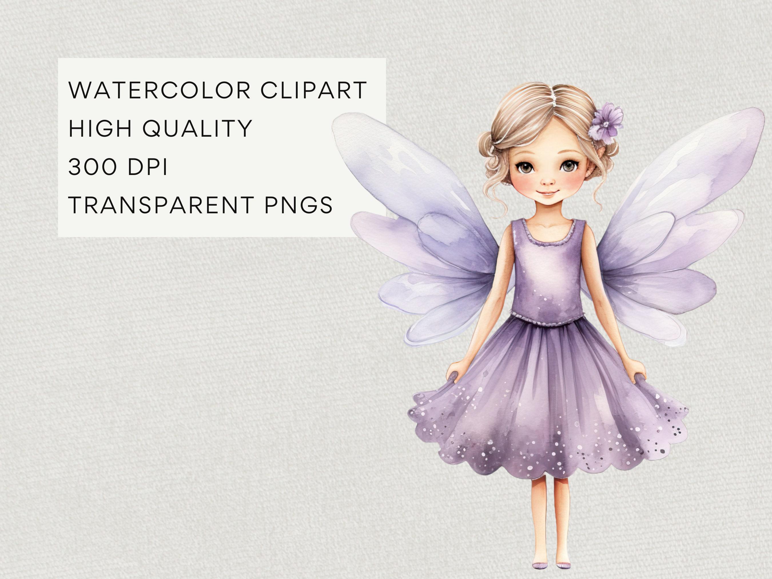 Purple Fairy Clipart, DIGITAL DOWNLOAD, Cute Watercolor Lilac Fairies ...