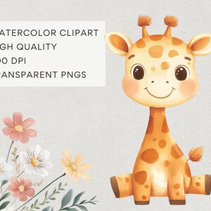 Boho Baby Doodle Clipart, DIGITAL DOWNLOAD, Aquarell Kindergarten Clip Art Bundle, Babyparty Clipart, süße Tier Clipart, kommerzielle Nutzung PNG Bild 5