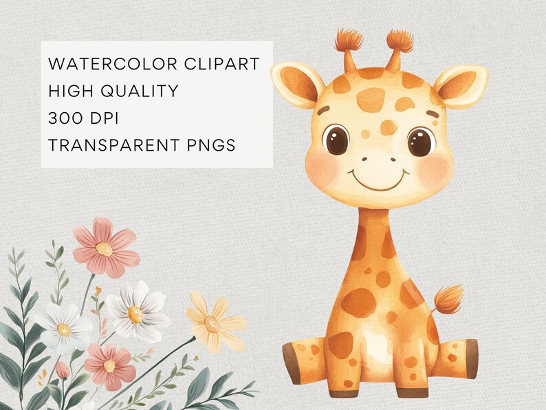 Boho Baby Doodle Clipart, DIGITAL DOWNLOAD, Aquarell Kindergarten Clip Art Bundle, Babyparty Clipart, süße Tier Clipart, kommerzielle Nutzung PNG Bild 5