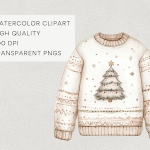 Boho Winter Clipart, DIGITAL DOWNLOAD, Neutral Xmas Clip Art, Cozy Christmas Watercolor, Rustic Wintertime, Cute December Commercial Use PNG image 4