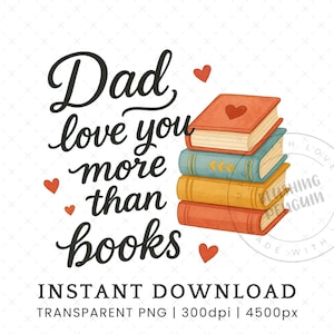 Buch Vatertag Clipart PNG, Kinder lieben dich Papa Karte Clip Art, Papa Lese Geschenk Sublimation Design, niedlich Aquarell kommerzielle Nutzung DIGITAL