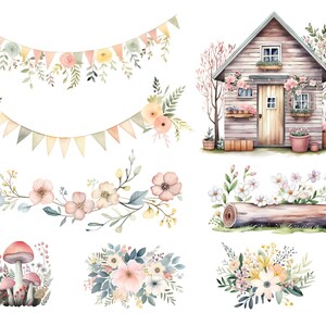 Frühling Waldtier Clipart, DIGITAL DOWNLOAD, Boho Waldkreatur Clip Art, Baby Kinderzimmer Clipart, kostenlose kommerzielle Nutzung transparente PNG Bild 3