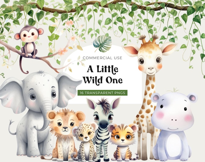 Safari Animals Png - African Baby Shower Birthday Invitation Clipart ...