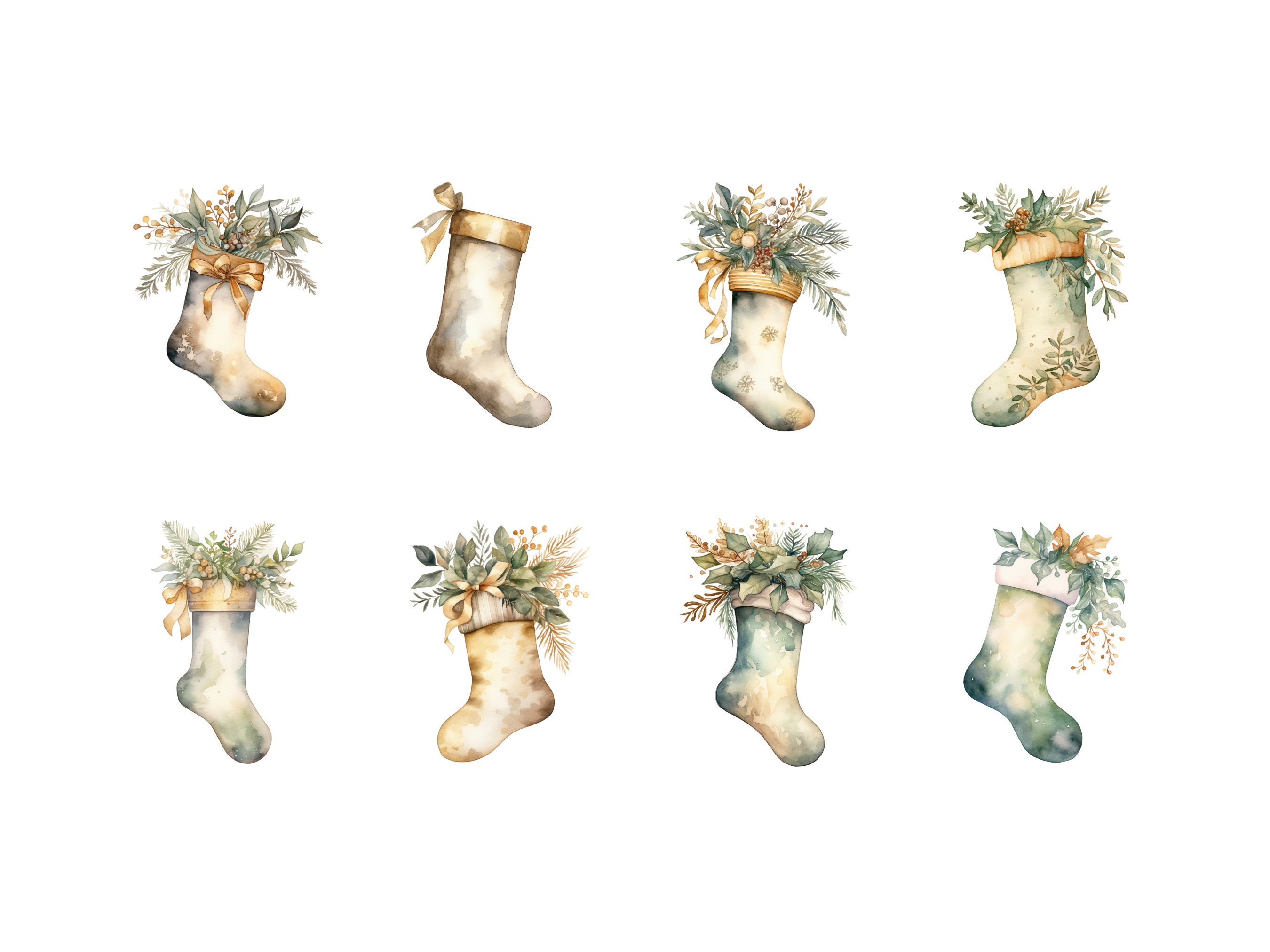 Christmas Stocking Clipart, DIGITAL DOWNLOAD, Neutral Winter ...