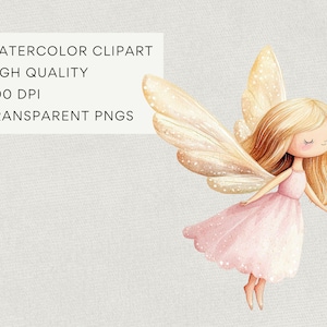 Clipart fée des bois rose, jolies fées pastel aquarelle, premier anniversaire Clip Art, forêt enchantée, baby shower clipart téléchargement numérique image 5