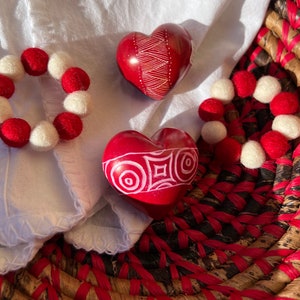 Cherry Hearts, Zigzag hearts, hand carved Kenyan soapstone hearts, heart centerpiece, shower centerpiece, bridal shower favor, baby shower
