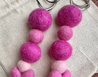 From the Heart Favor key chain,  felt balls key chain, ecofriendly keychain, heart key chain, love key chain, shower favor