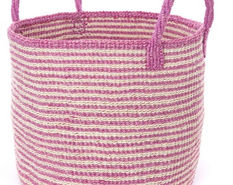 Large Sisal Grass Basket, Kenyan basket, nursery storage basket, handle basket, beach tote, African basket, baby shower gift
