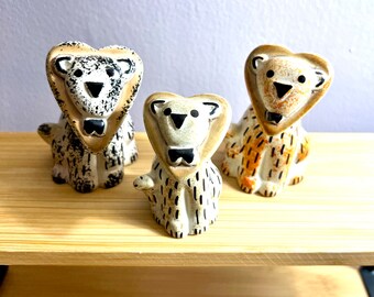 Heart Face Lion, African Lion, Party favor, birthday decor, Kenyan hand carved soapstone figure lion, African wild animal