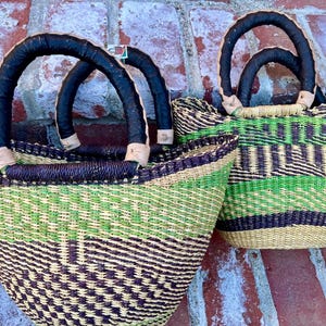 Ghana Shopper basket, African baskets, market basket, farmer&#39;s market, women weavers, coastal grandma